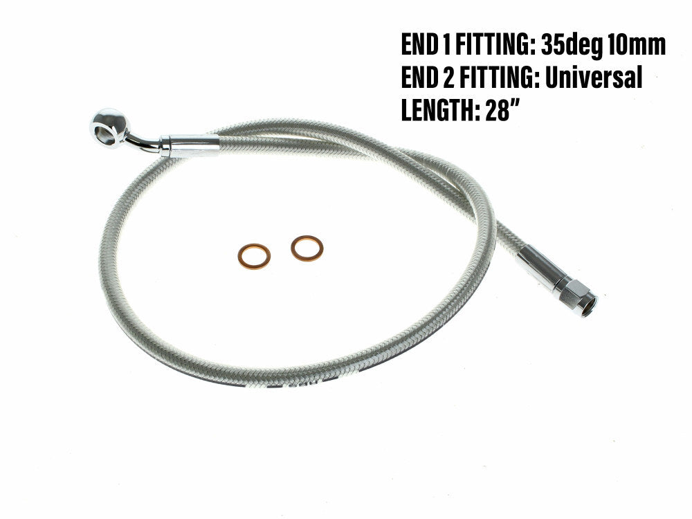 Magnum Shielding MS-AS37128 Sterling Chromite 28" Upper Front Brake Line w/10mm x 35 Degree Banjo