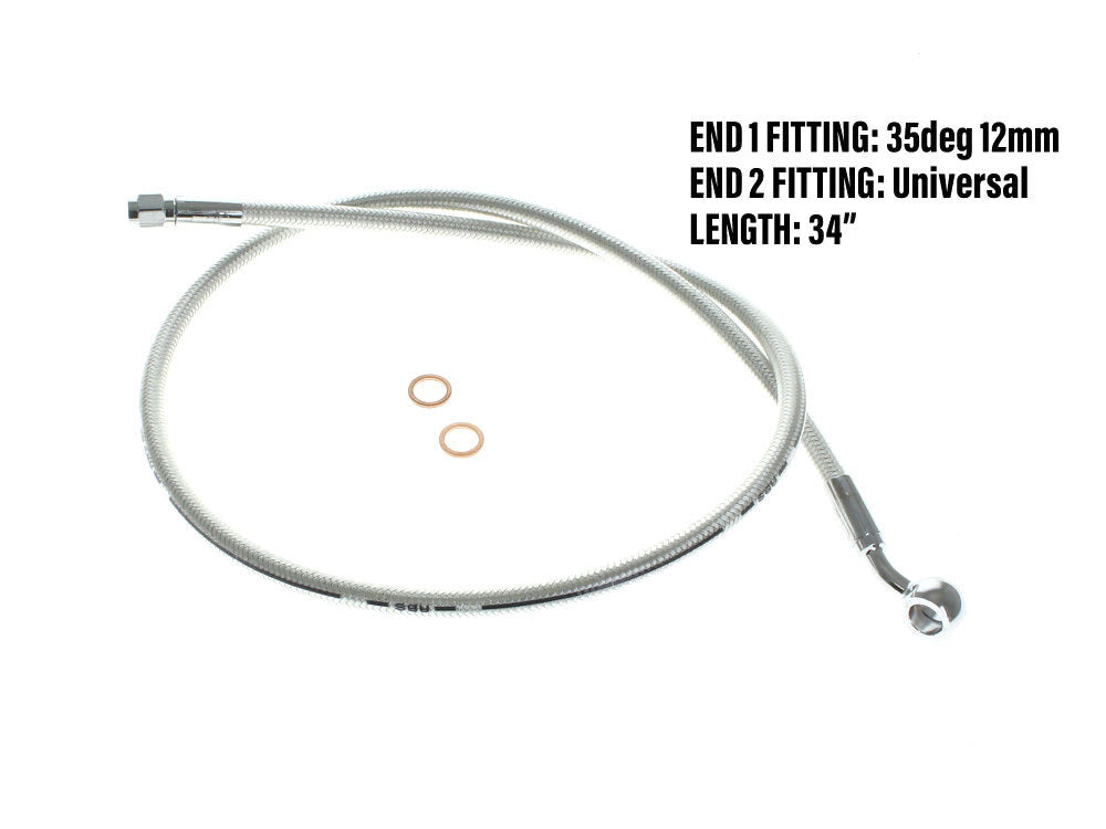 Magnum Shielding MS-AS37136 Sterling Chromite 36" Upper Front Brake Line w/10mm x 35 Degree Banjo