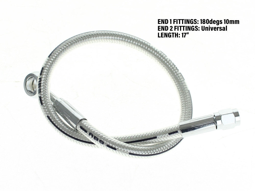 Magnum Shielding MS-AS37617 Sterling Chromite 17" Upper Front Brake Line w/10mm x 180 Degree Banjo