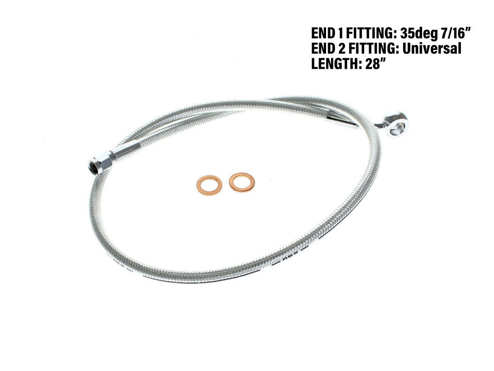 Magnum Shielding MS-AS37928 Sterling Chromite 28" Upper Front Brake Line w/7/16" x 35 Degree Banjo