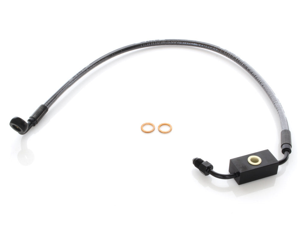 Magnum Shielding MS-AS47004 Black Pearl Stock Length Lower Front Brake Line for Dyna 12-17 w/ABS & Single Front Disc Caliper