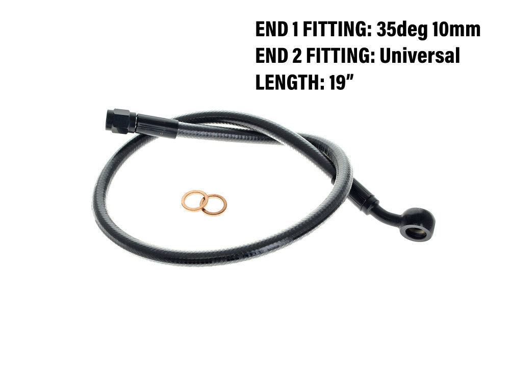 Magnum Shielding MS-AS47119 Black Pearl 19" Upper Front Brake Line w/10mm x 35 Degree Banjo