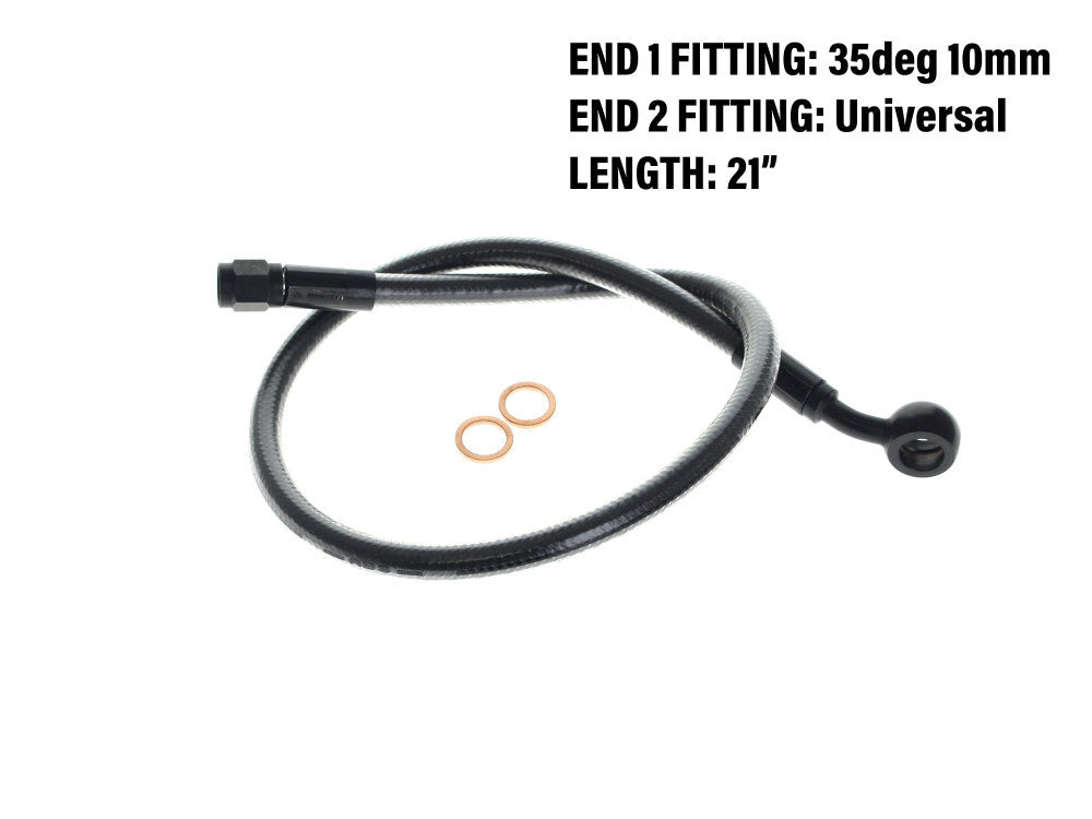 Magnum Shielding MS-AS47121 Black Pearl 21" Upper Front Brake Line w/10mm x 35 Degree Banjo