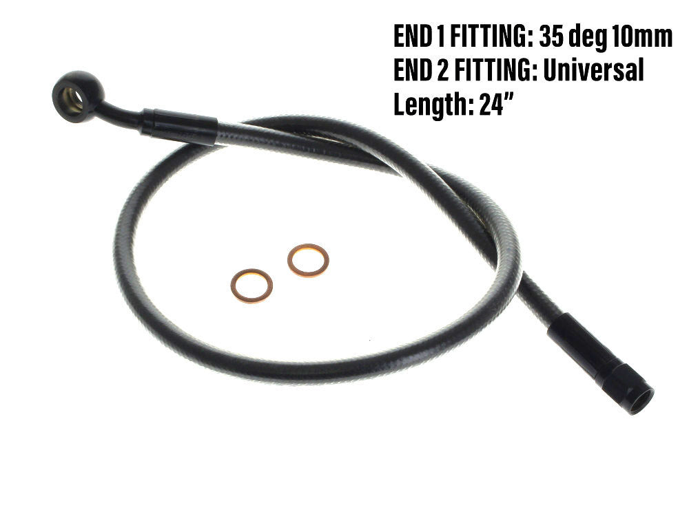 Magnum Shielding MS-AS47124 Black Pearl 24" Upper Front Brake Line w/10mm x 35 Degree Banjo