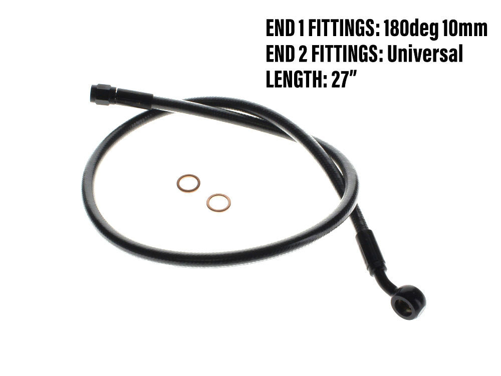 Magnum Shielding MS-AS47128 Black Pearl 28" Upper Front Brake Line w/10mm x 35 Degree Banjo