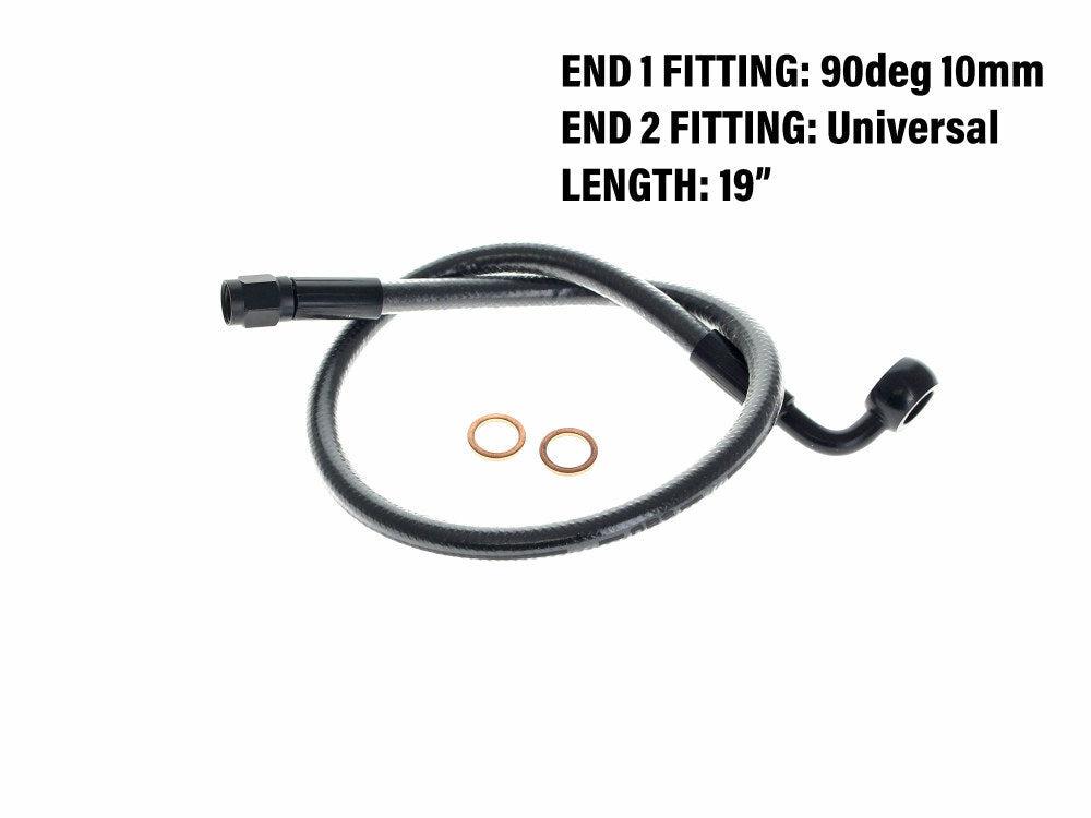 Magnum Shielding MS-AS47219 Black Pearl 19" Upper Front Brake Line w/10mm x 90 Degree Banjo