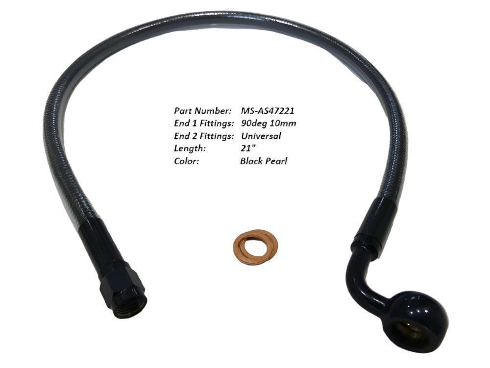 Magnum Shielding MS-AS47221 Black Pearl 21" Upper Front Brake Line w/10mm x 90 Degree Banjo