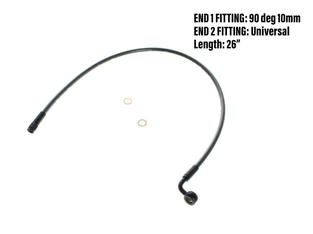 Magnum Shielding MS-AS47226 Black Pearl 26" Upper Front Brake Line w/10mm x 90 Degree Banjo