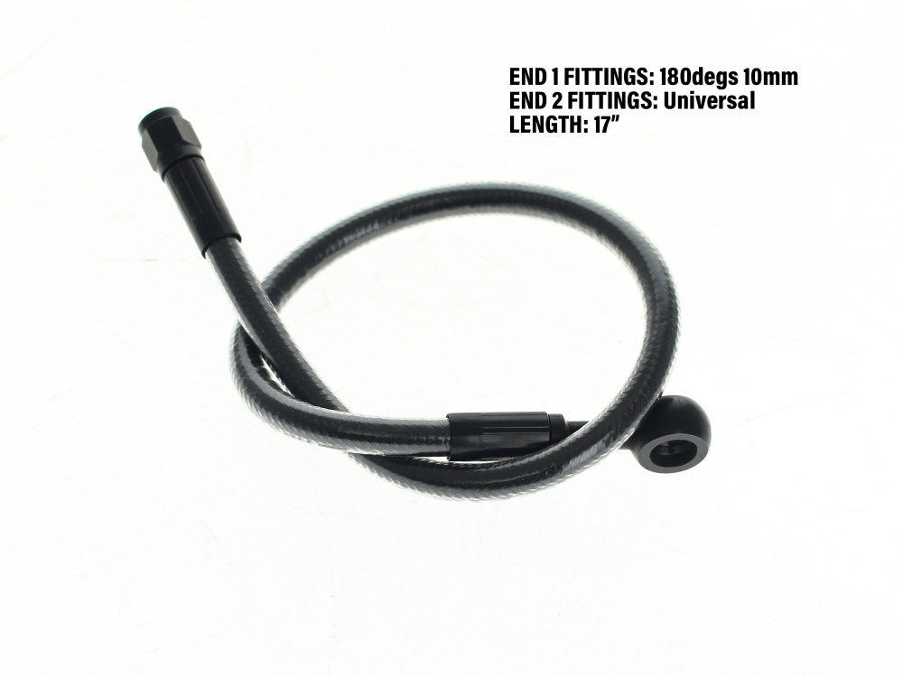 Magnum Shielding MS-AS47617 Black Pearl 17" Upper Front Brake Line w/10mm x 180 Degree Banjo