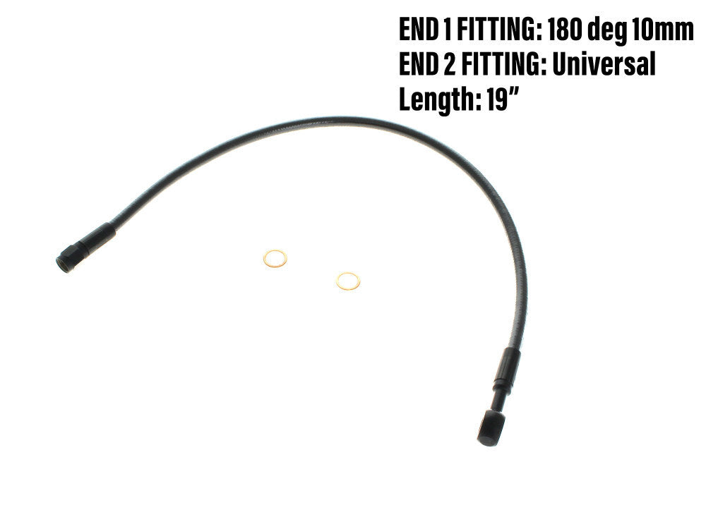 Magnum Shielding MS-AS47619 Black Pearl 19" Upper Front Brake Line w/10mm x 180 Degree Banjo