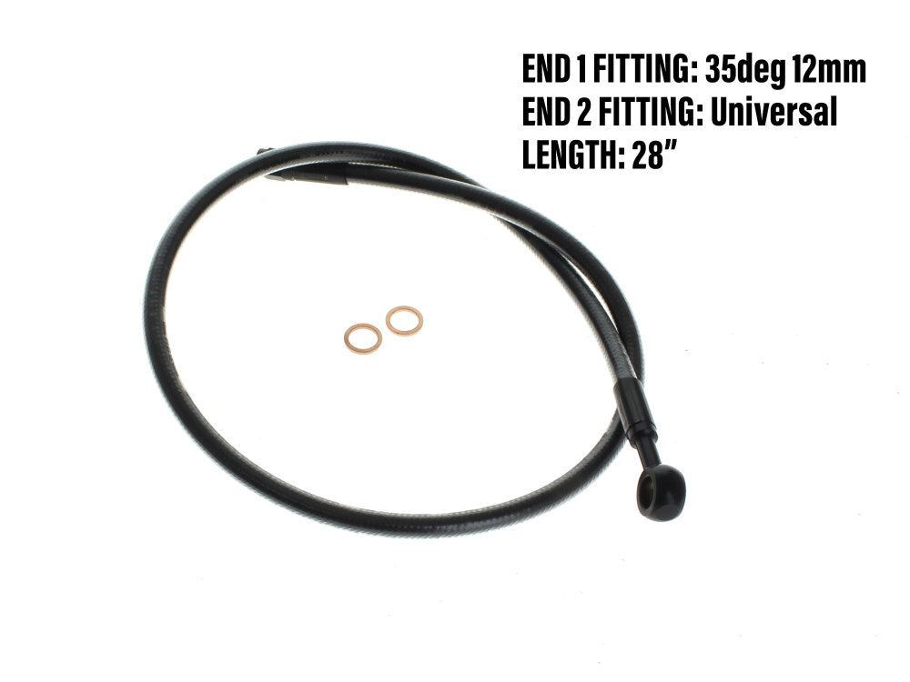 Magnum Shielding MS-AS47630 Black Pearl 30" Upper Front Brake Line w/10mm x 180 Degree Banjo