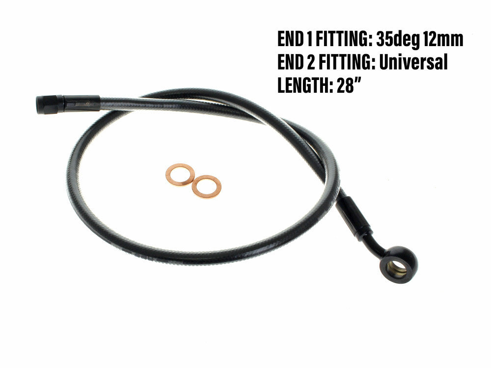 Magnum Shielding MS-AS47928 Black Pearl 28" Upper Front Brake Line w/7/16" x 35 Degree Banjo