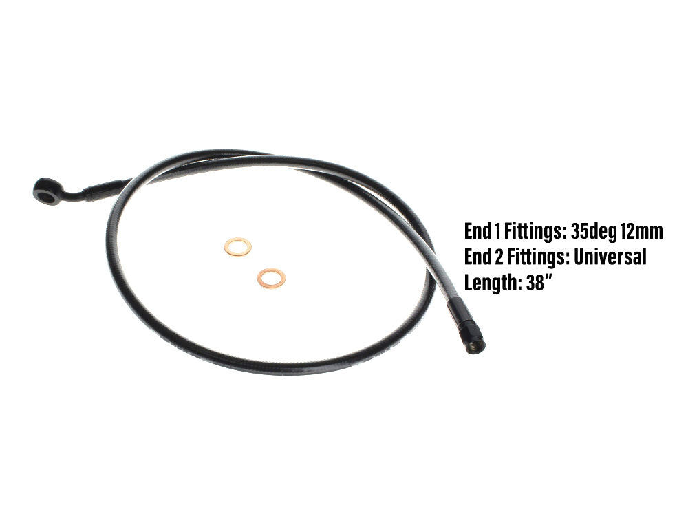 Magnum Shielding MS-AS47938 Black Pearl 38" Upper Front Brake Line w/7/16" x 35 Degree Banjo