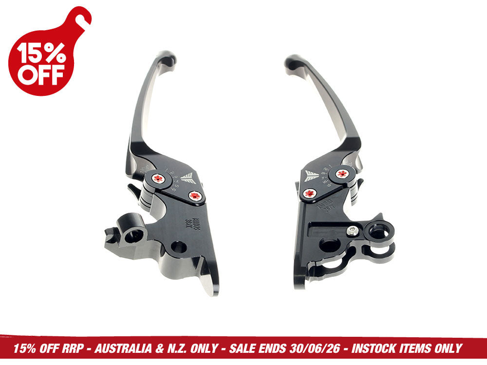 Muller Motorcycle AG MUL-150-30 Adjustable Levers Black for most Harley-Davidson Touring 21-24 w/Cable Clutch