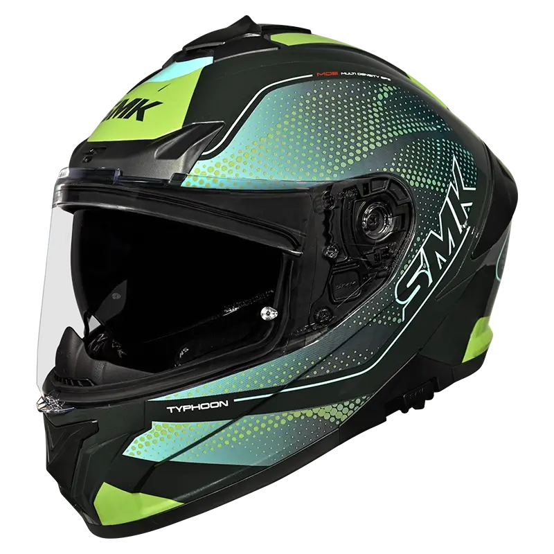 SMK Typhoon 06 Mystic MA884 Matte Green/Yellow Helmet