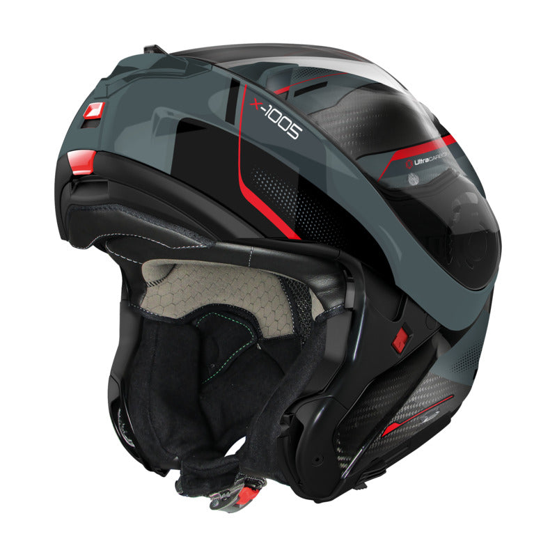 Nolan X-1005 Ultra Carbon Undercover Carbon Grey/Red Modular Helmet