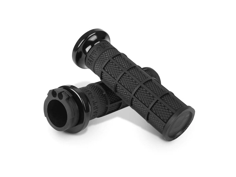 Odi ODI-V31HCW-BB-B Hart-Luck Full Waffle Lock-On Handgrips Black for H-D w/Throttle Cable