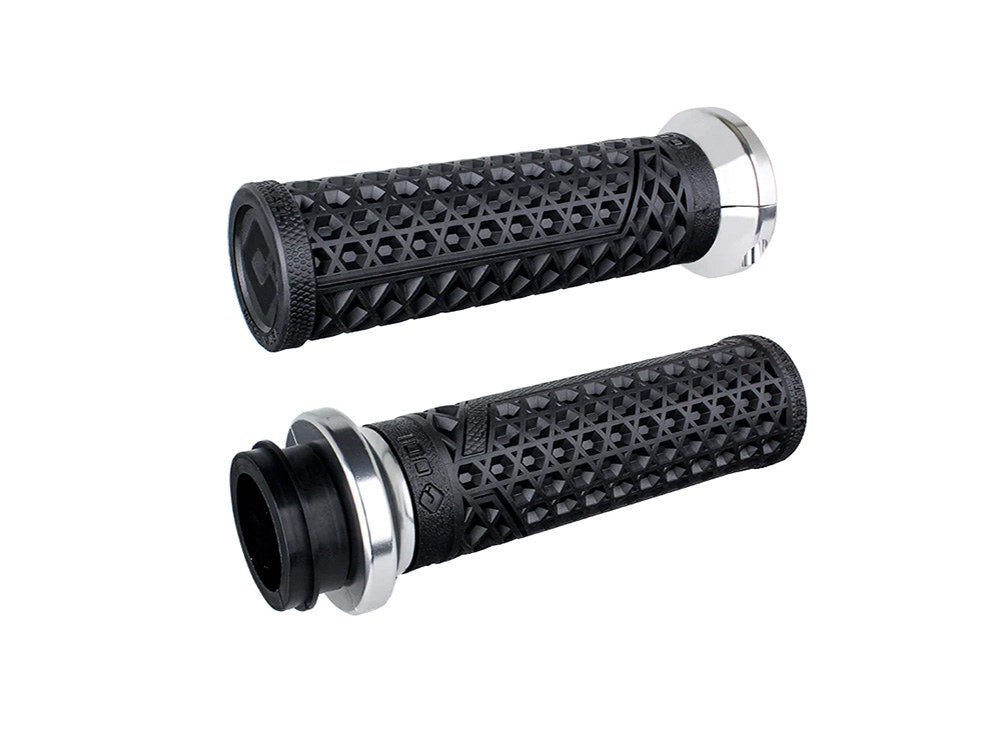 Odi ODI-V31VHCWB-S Vans Signature Lock-On Handgrips Black/Silver for H-D w/Throttle Cable