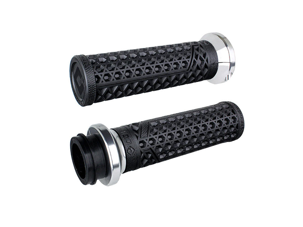 Odi Grips ODI-V31VHTWB-S Vans Signature Lock-On Handgrips Black/Silver for most Big Twin 08-Up w/Throttle-by-Wire