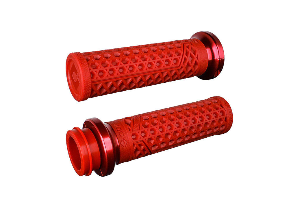 Odi ODI-V31VHTWDR-R Vans Signature Lock-On Handgrips Red/Red for most Big Twin 08-Up w/Throttle-By-Wire