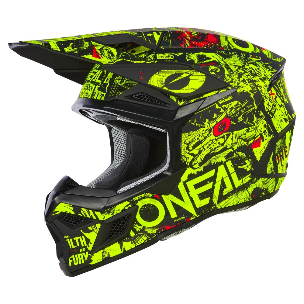 Oneal 2025 3 SRS Attack V.25 Black/Neon Yellow Youth Helmet