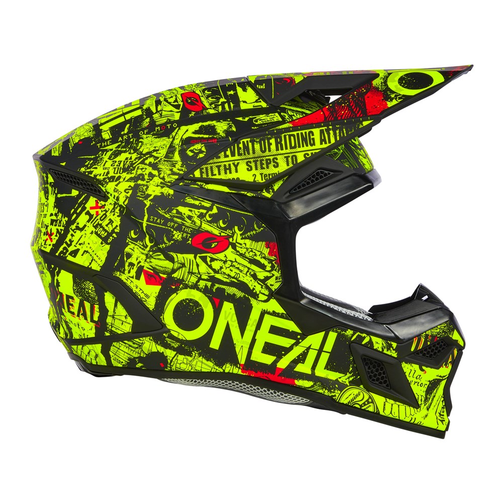 Oneal 2025 3 SRS Attack V.25 Black/Neon Yellow Youth Helmet