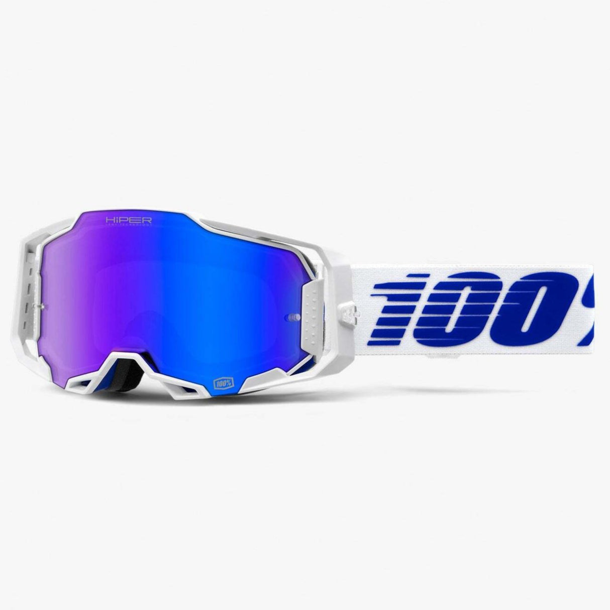 100% Armega Goggles Izi w/HiPER Blue Mirror Lens