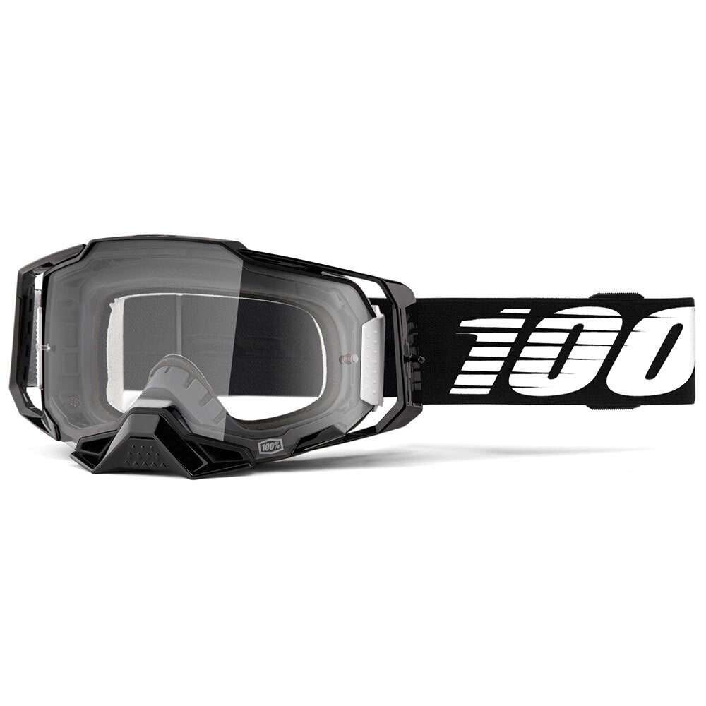 100% Armega Goggles Black w/Clear Lens