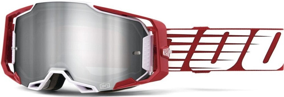 100% Armega Goggles Oversized Deep Red w/Flash Silver Lens