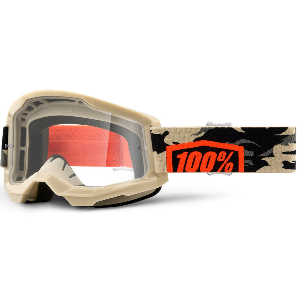 100% Strata2 Goggles Kombat w/Clear Lens