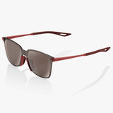 100% Legere Square Sunglasses Soft Tact Crimson w/HiPER Silver Mirror Lens