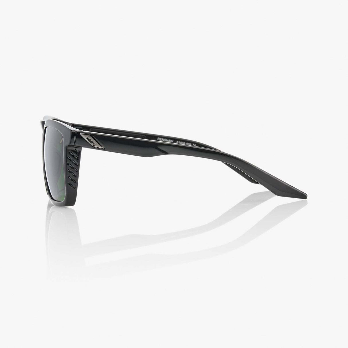 100% Renshaw Sunglasses Gloss Black w/Grey Green Lens