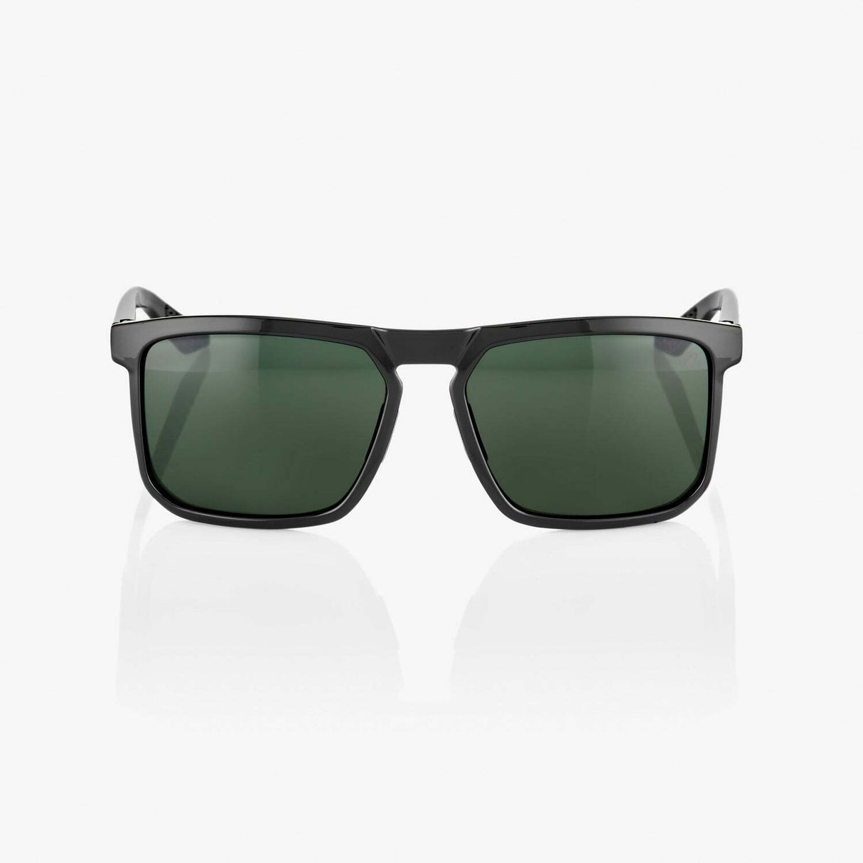 100% Renshaw Sunglasses Gloss Black w/Grey Green Lens