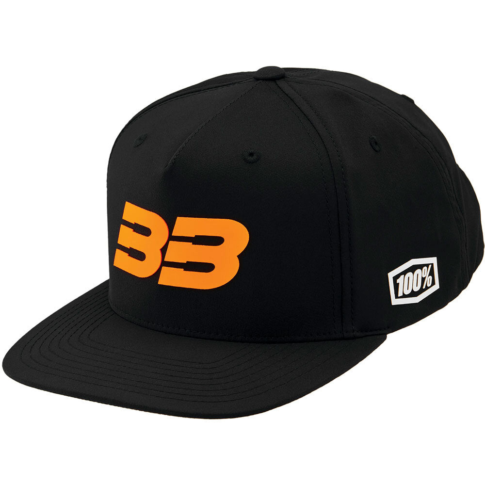 100% BB33 Black/Fluro Orange Snapback Hat