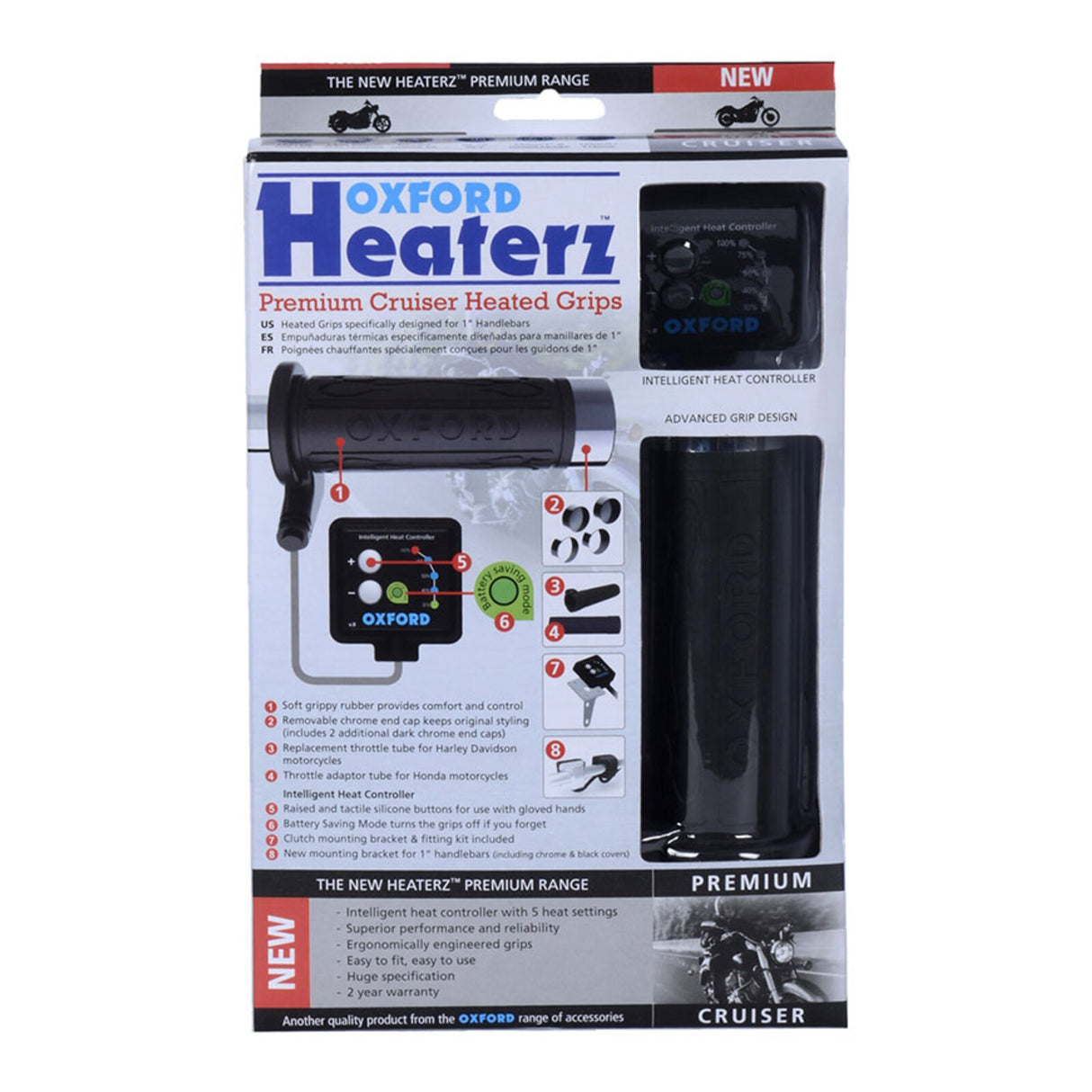 Oxford HotGrips Premium Cruiser (1" Bar) w/V8 Switch