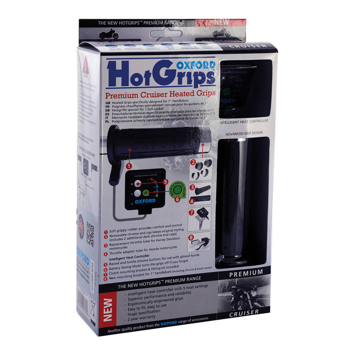 Oxford HotGrips Premium Cruiser (1" Bar) w/V8 Switch