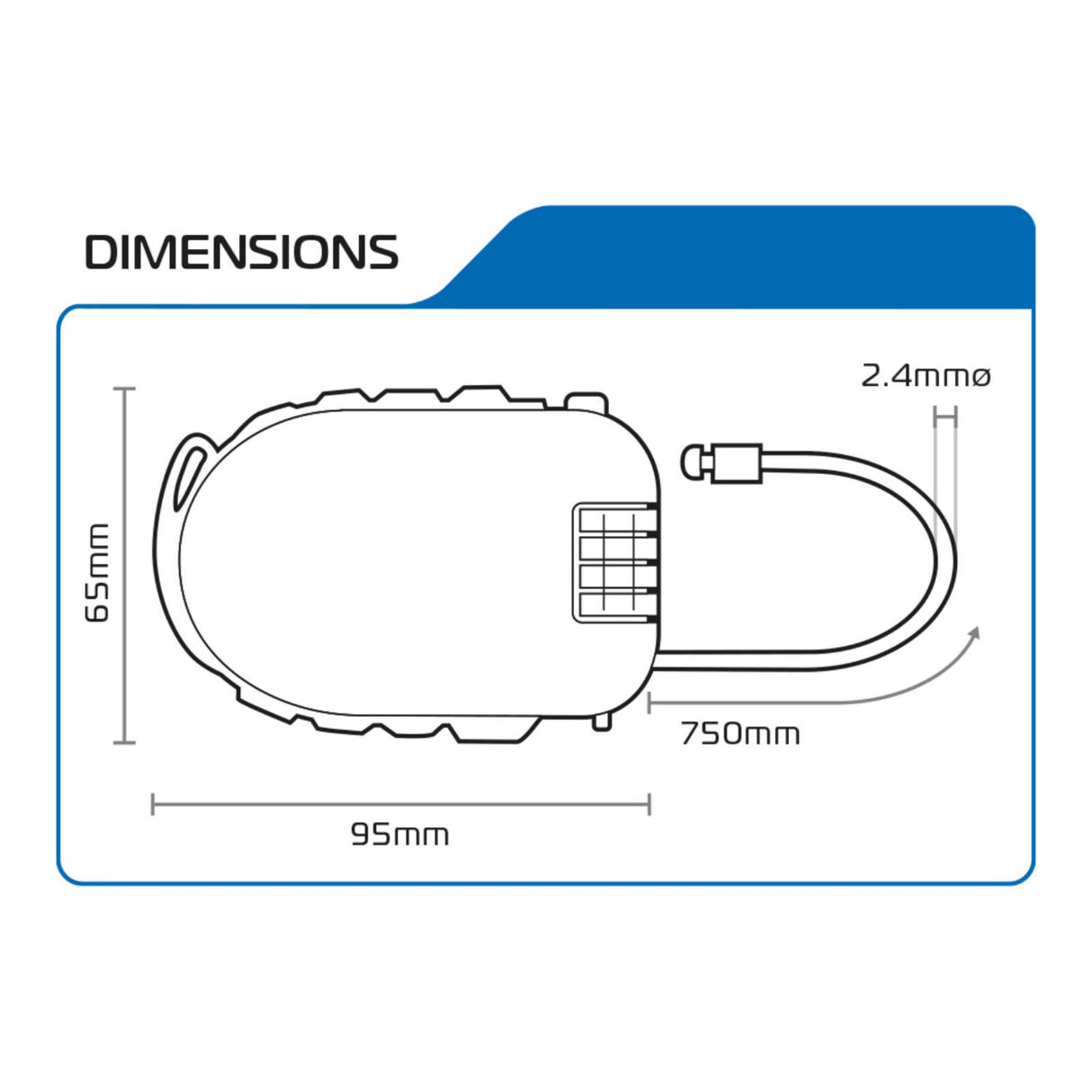 Oxford Retractable Combination Cable Lock 75cm Black