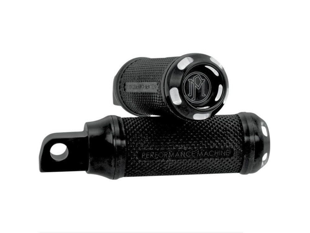 Performance Machine P00351097BM Apex Footpegs Black Contrast Cut for H-D w/Straight Male Mount Footpegs