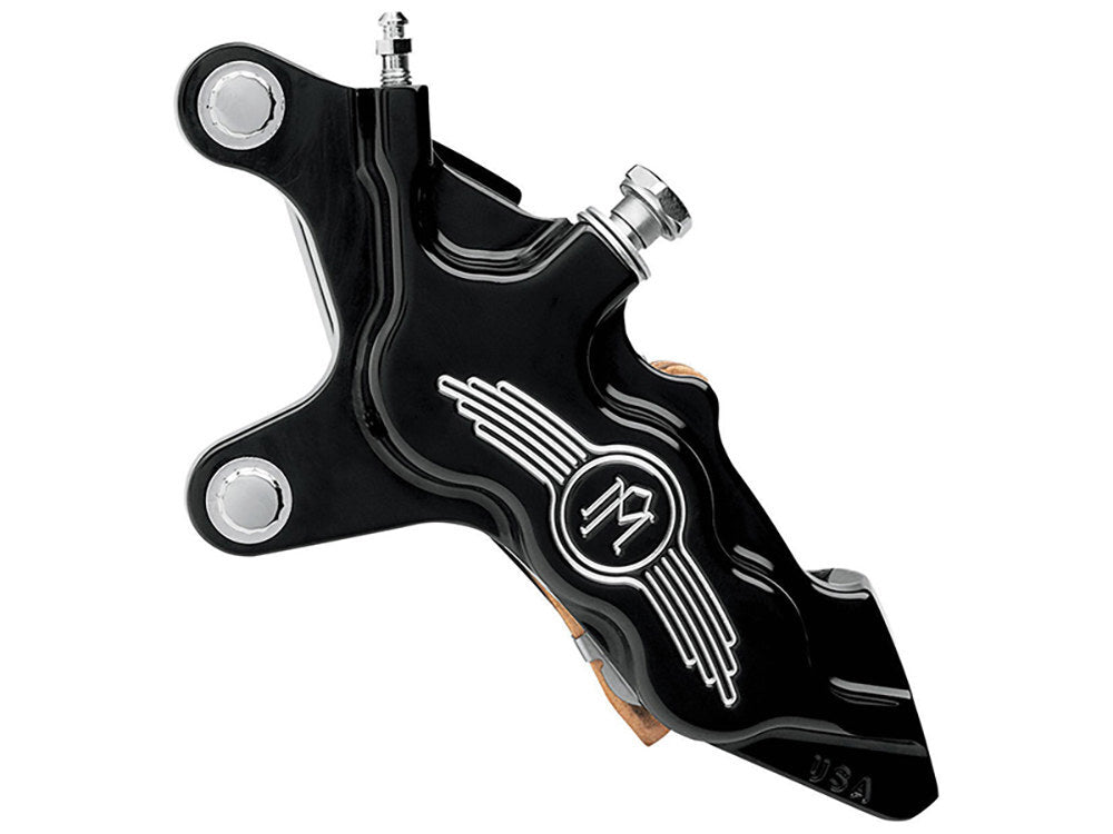 Performance Machine P00512909BM Left Hand Front 6 Piston Caliper Black Contrast Cut for most Big Twin/Sportster 84-99 Models w/11.5" Disc Rotor