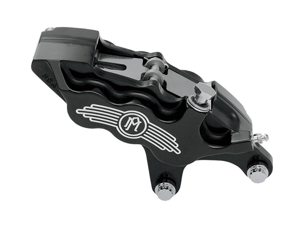 Performance Machine P00512910BM Right Hand Front 6 Piston Caliper Black Contrast Cut for most Big Twin/Sportster 84-99 Models w/11.5" Disc Rotor