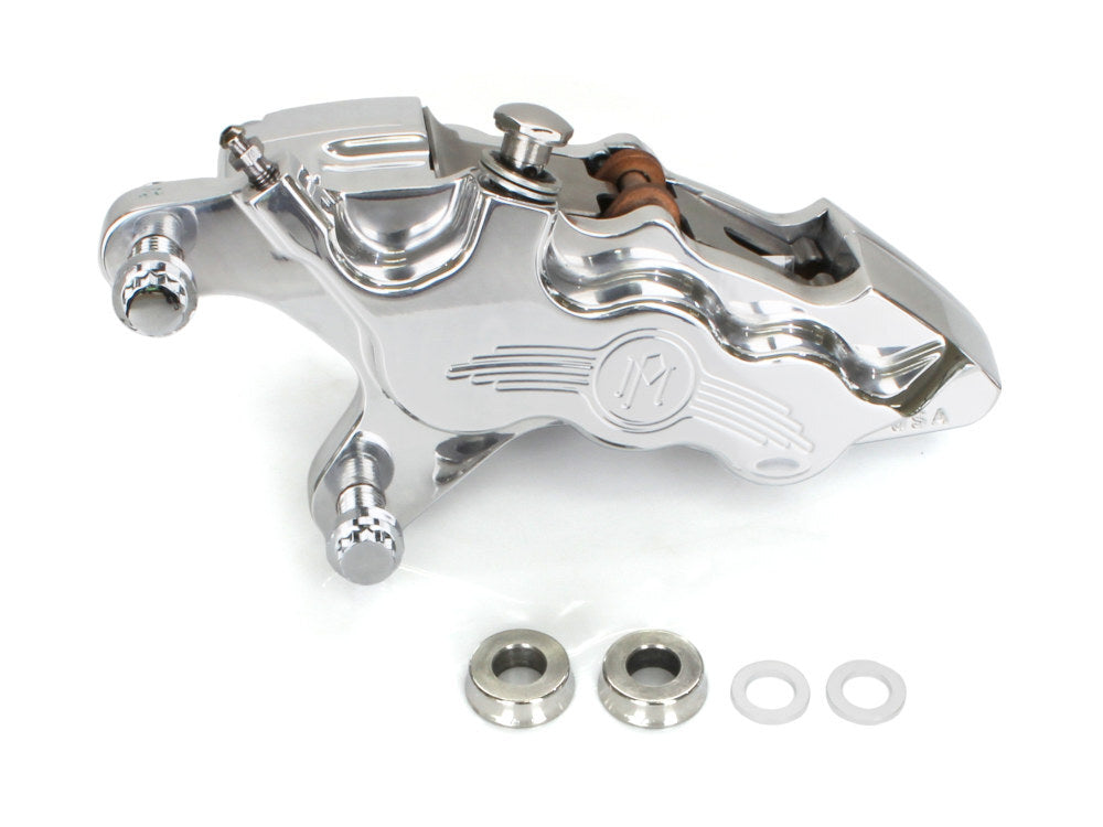 Performance Machine P00512915P Left Hand Front 6 Piston Caliper Polished for Softail 00-14/Dyna 00-17/Touring/Sportster 00-07