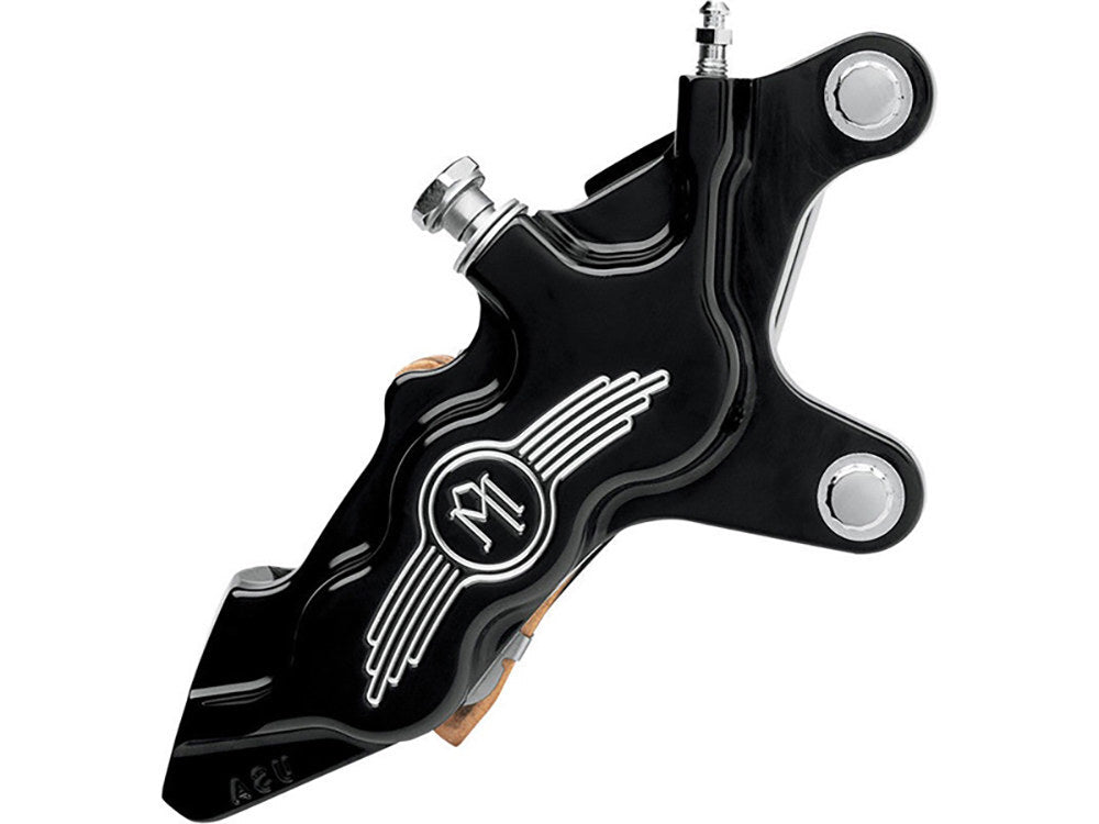 Performance Machine P00512916BM Right Hand Front 6 Piston Caliper Black Contrast Cut for Softail 00-14/Dyna 00-17/Touring/Sportster 00-07