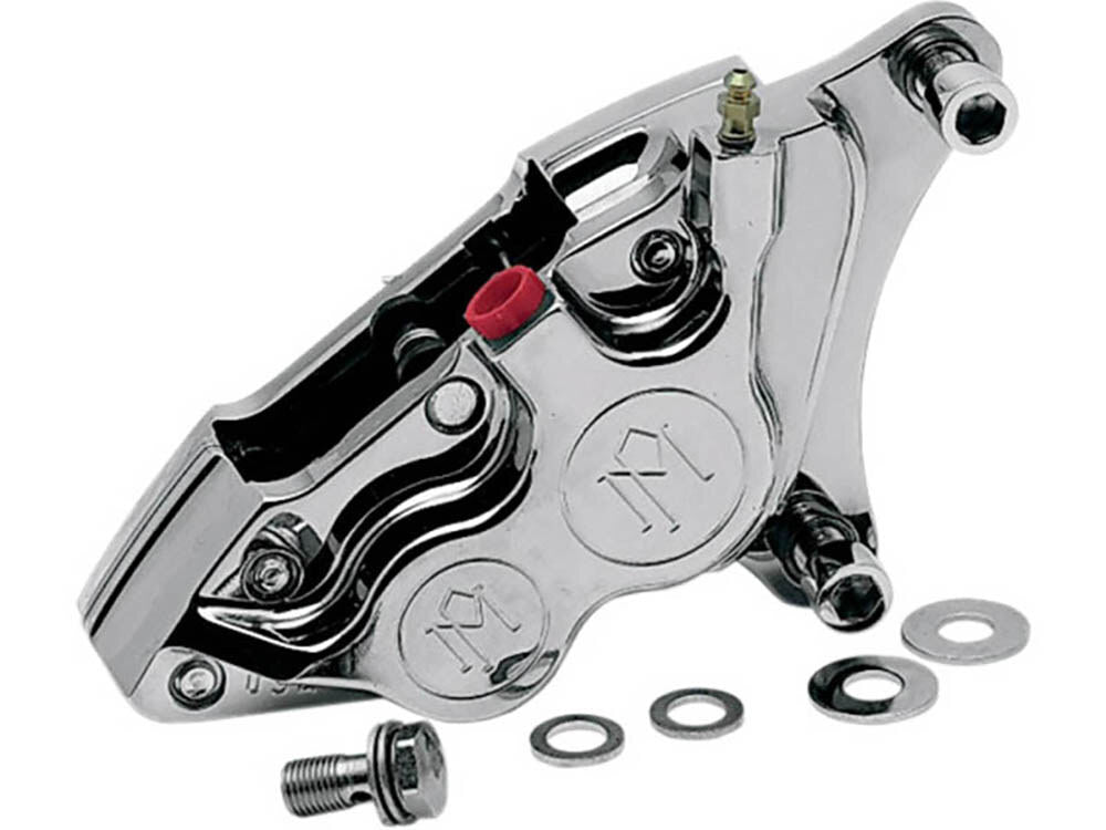 Performance Machine P00532916CH Right Hand Front 4 Piston Caliper Chrome for most Big Twin 84-99 w/11.5" Disc Rotor