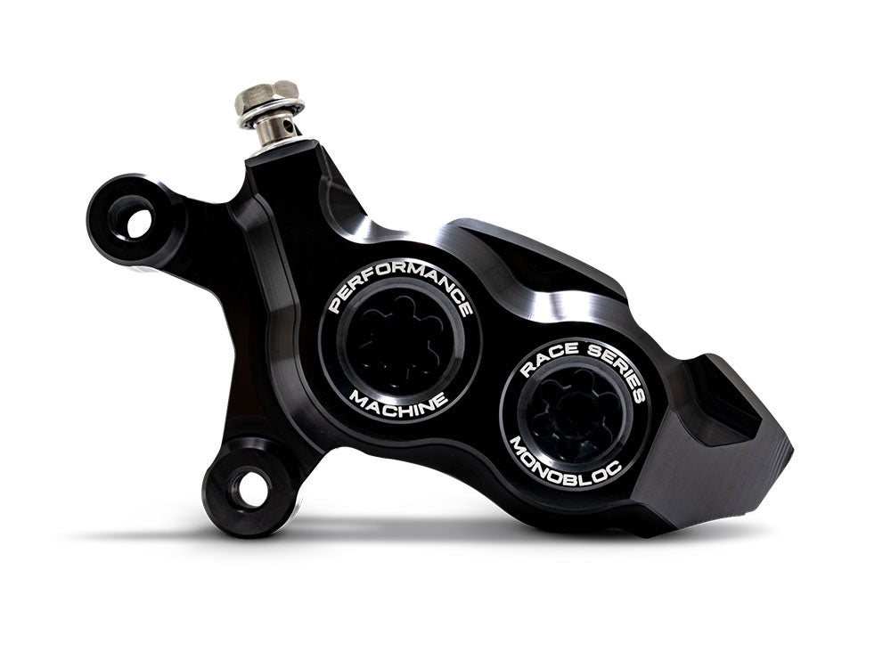 Performance Machine P00532957MB Left Hand Front 4 Piston Race Series Caliper Black Ops for Softail 15-Up/V-Rod 06-17/most Touring 08-24/Sportster 14-21