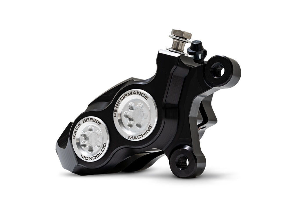 Performance Machine P00532958MC Right Hand Front 4 Piston Race Series Caliper Black/Chrome for Softail 15-Up/V-Rod 06-17/most Touring 08-24/Sportster 14-21