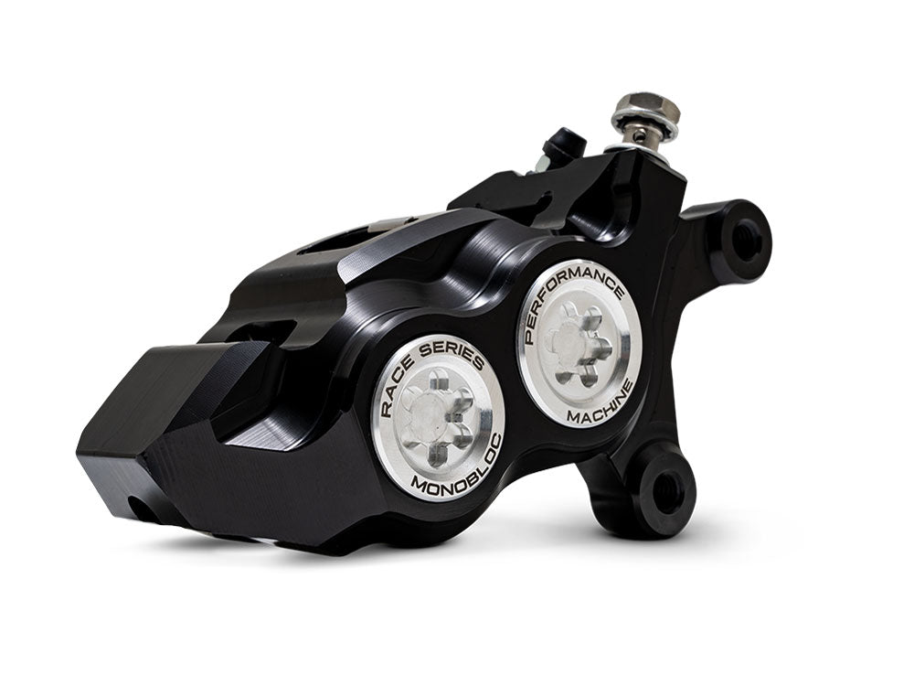 Performance Machine P00532958MC Right Hand Front 4 Piston Race Series Caliper Black/Chrome for Softail 15-Up/V-Rod 06-17/most Touring 08-24/Sportster 14-21