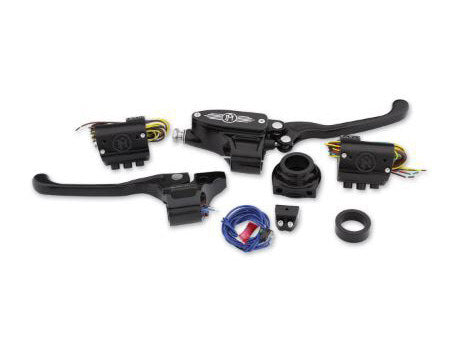 Performance Machine P00624019BM Handlebar Control Kit Black Contrast Cut for H-D 96-11 w/Cable Clutch & Throttle w/Single Disc Rotor