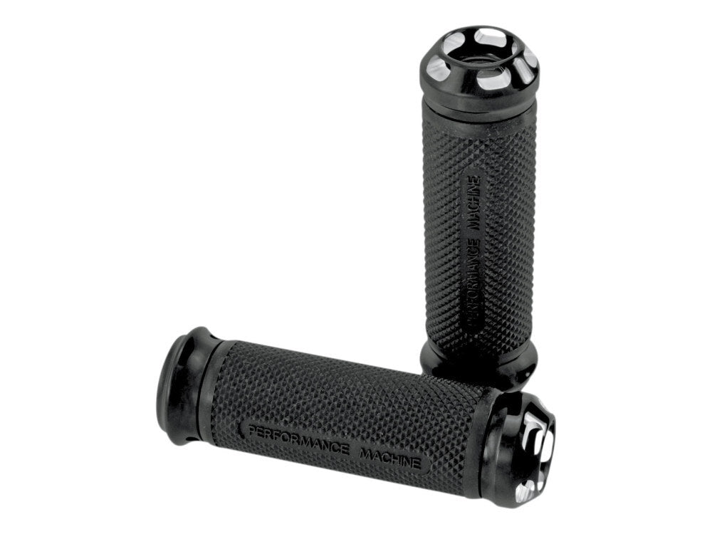 Performance Machine P00632043BM Apex Handgrips Black Contrast Cut for H-D w/Throttle Cable