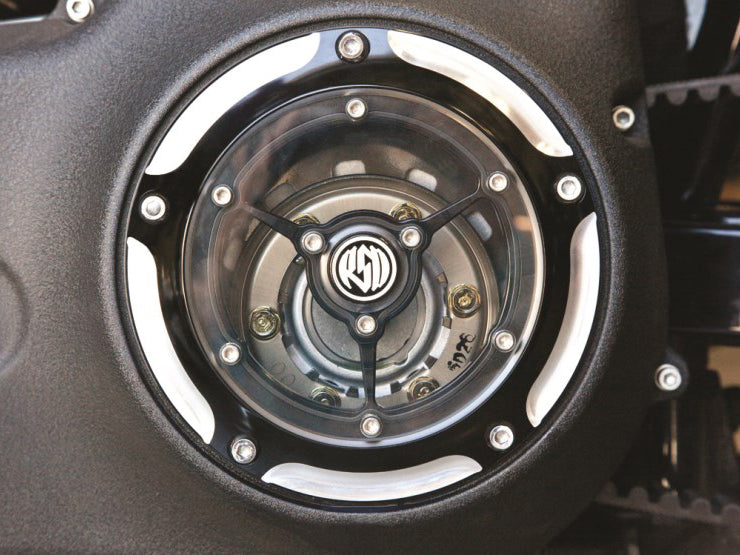 Roland Sands Designs P01772007BM Clarity Derby Cover Black Contrast Cut for Softail 00-18/Dyna 99-17/Touring 99-15