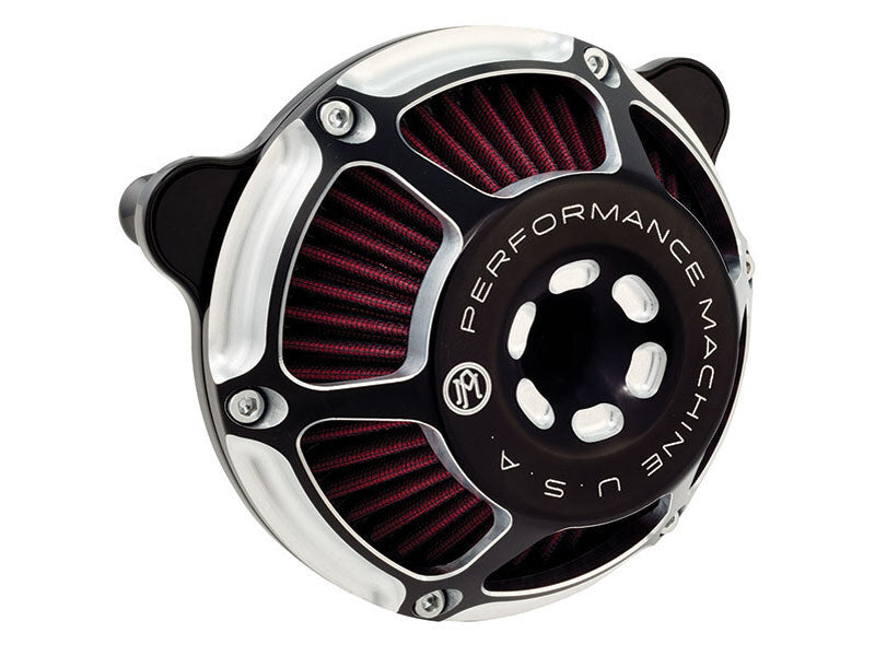 Performance Machine P02062081BM Max HP Air Cleaner Black Contrast Cut for Twin Cam 08-17 w/Throttle-by-Wire